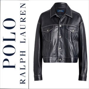 Polo Ralph Lauren lamb leather moto jacket NWT black